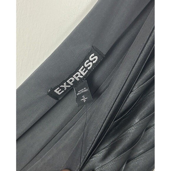 Express Womens Metallic V Neck Wrap Dress Size S Pleated Tie Sleeveless Gray NWT - Picture 4 of 9